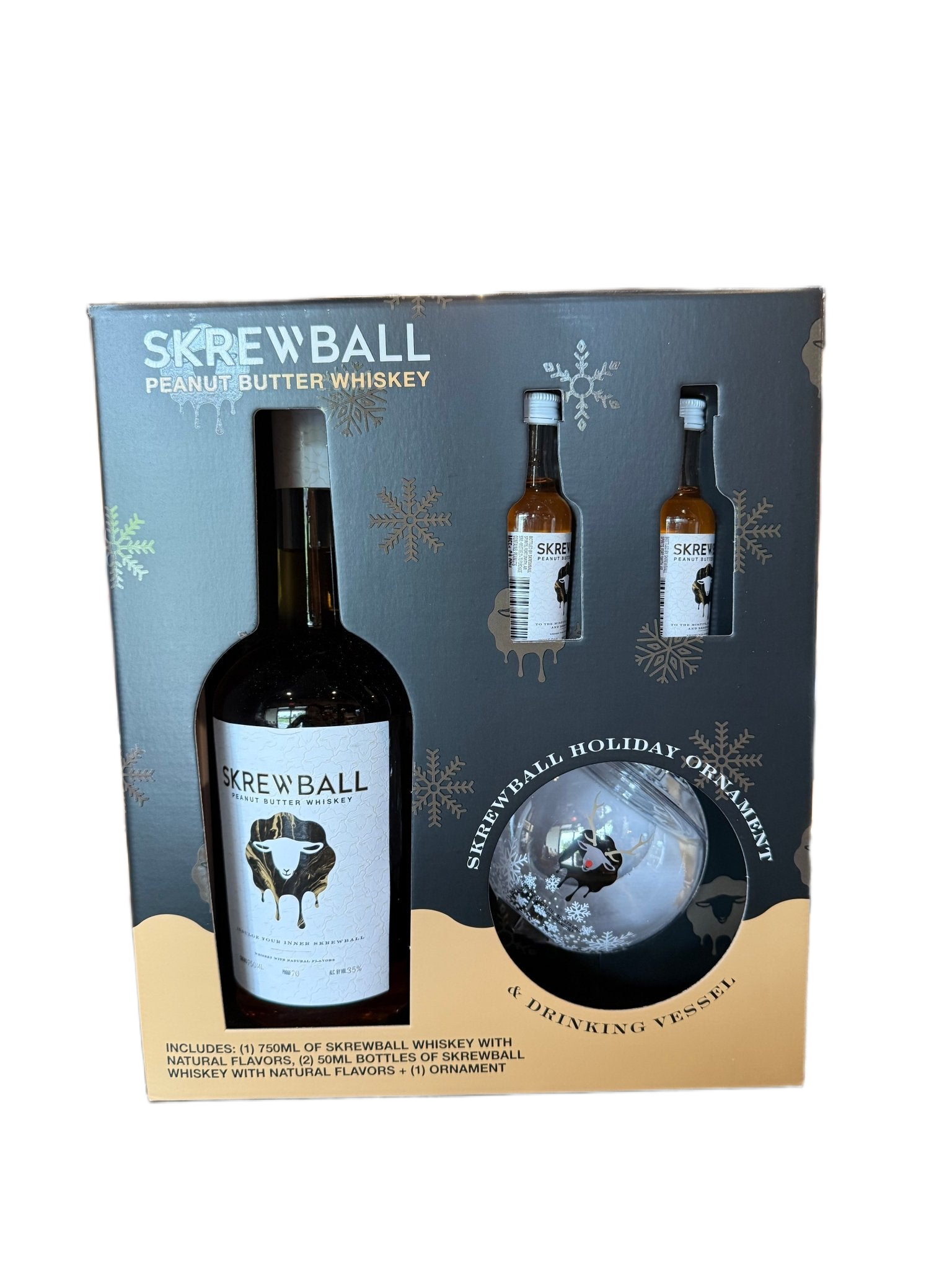 Skrewball Peanut Butter Whiskey 750ml with 50ml (mini -2bottles)onaments (Gift Pack)