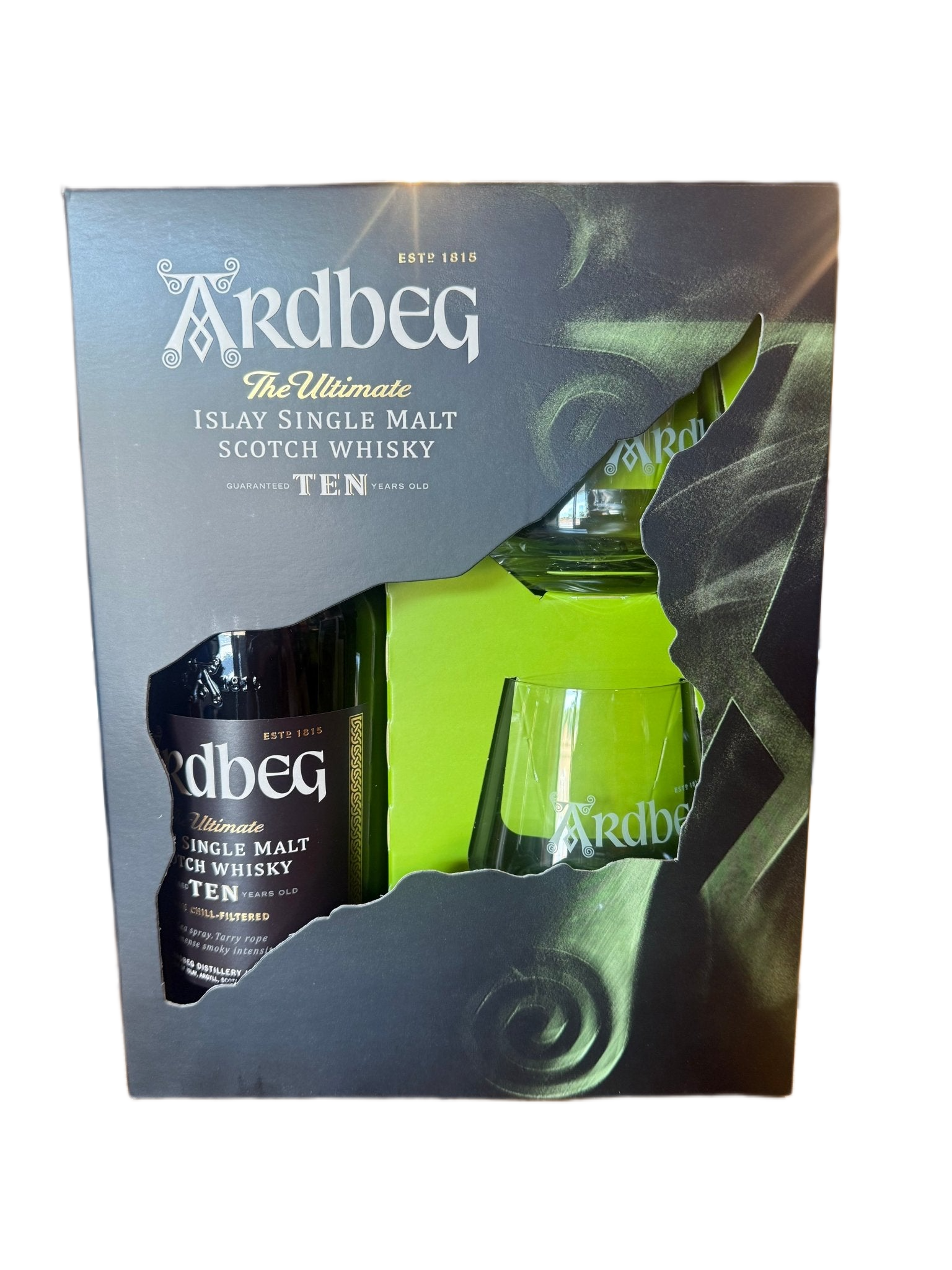 Ardbeg Single Malt Islay 10 Year 750ml with 2 Rock Glass Gift Pack