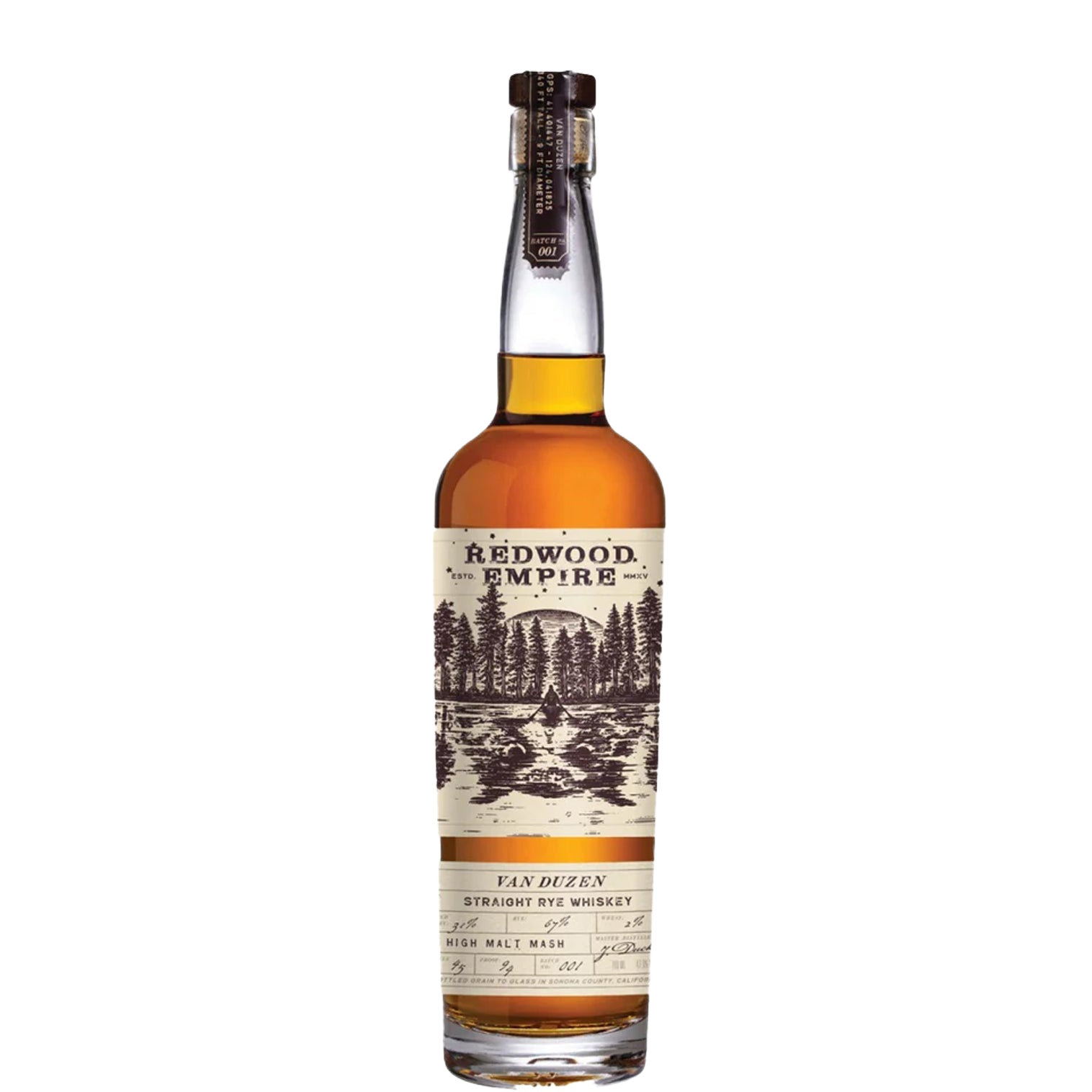 Redwood Van Duzen Straight Rye Whiskey 700ml