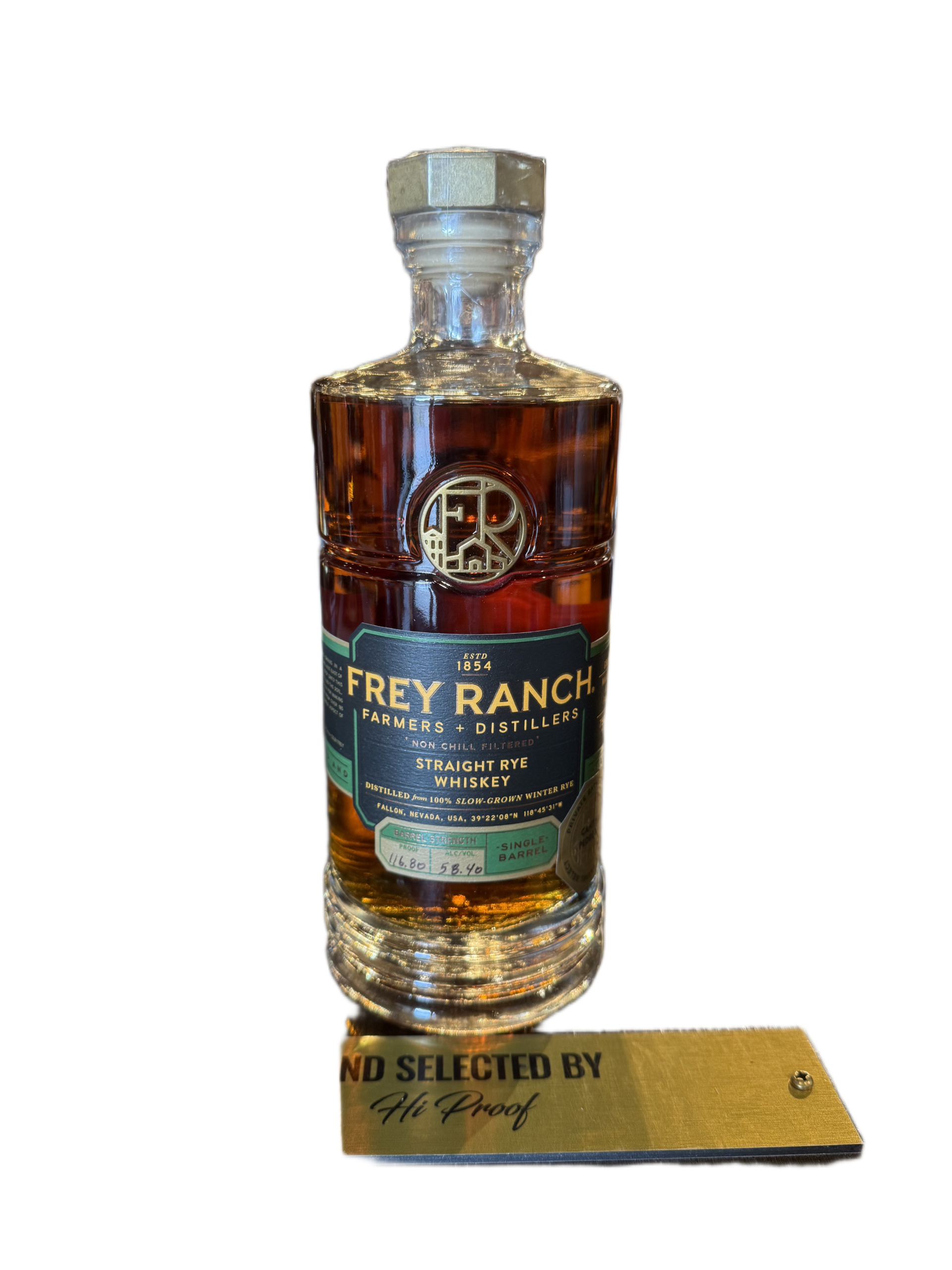 Frey Ranch Single Barrel Straight Rye Whiskey 116.80 Proof - Premium Nevada Craft Whiskey 750ml